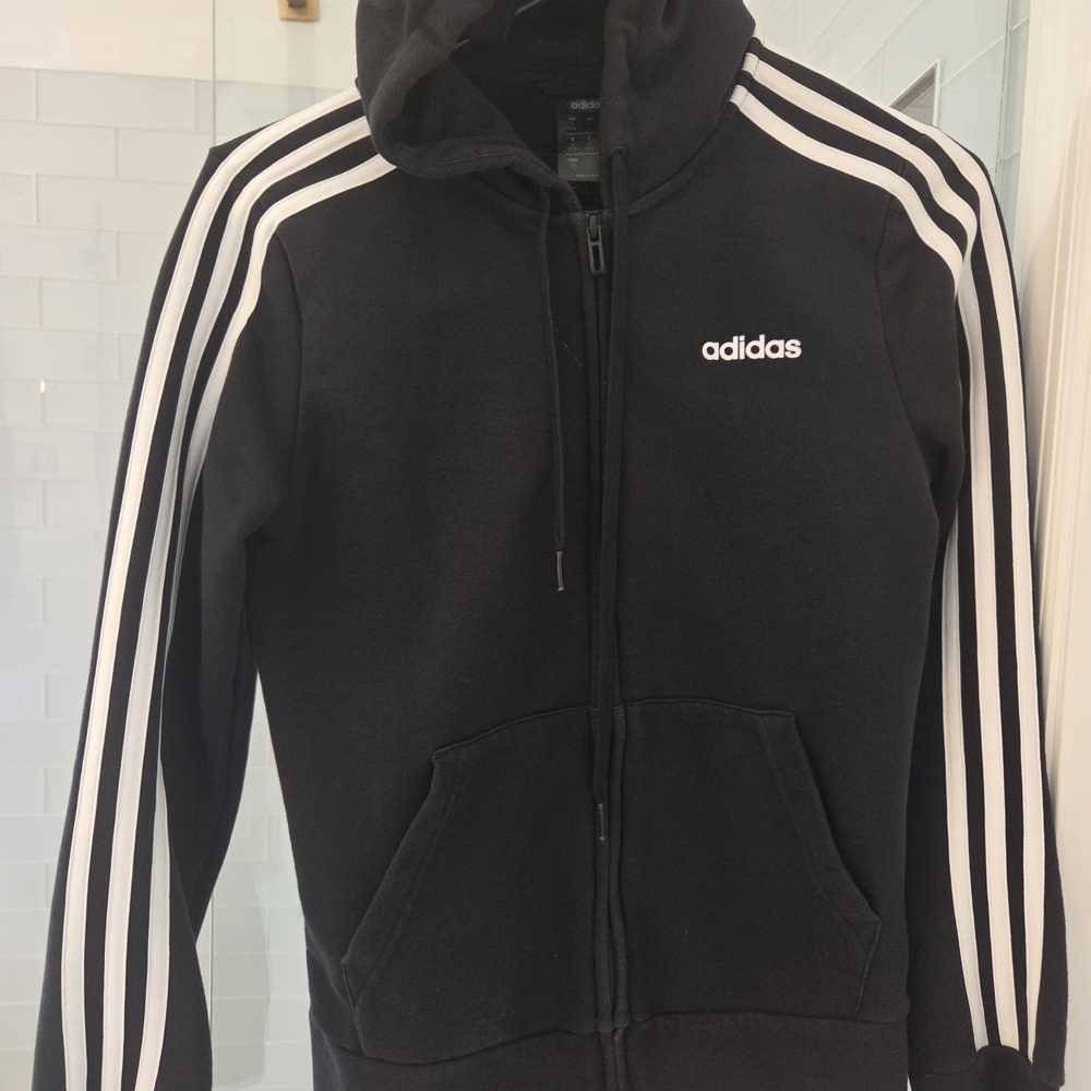 Adidas Black Hoodie with Subtle White Details
